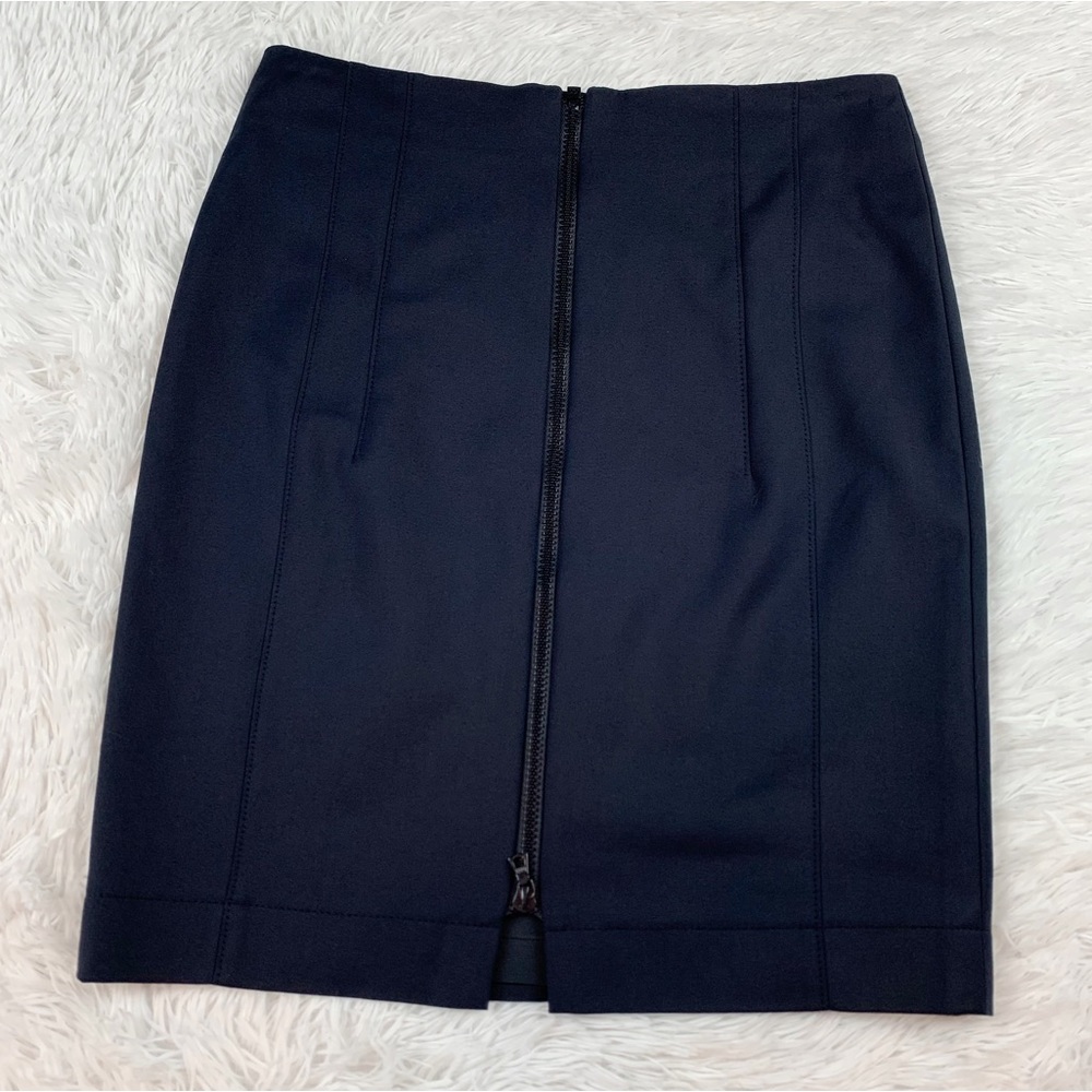 Akris Punto navy blue‎ exposed zipper pencil skirt workwear